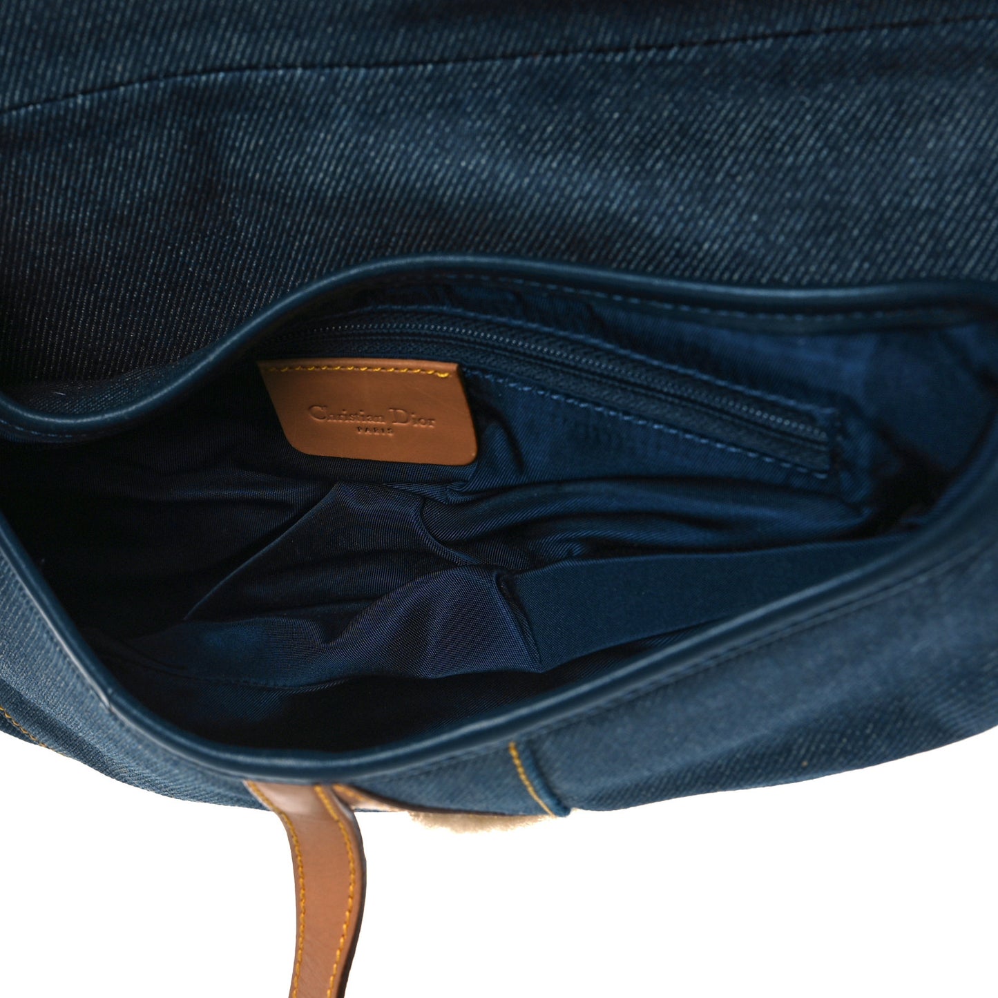 Denim Calfskin Saddle Bag Blue