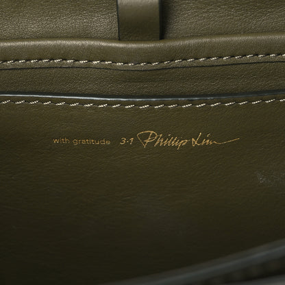 3.1 Phillip Lim Calfskin Cutout Alix Flap Shoulder Bag Military Green White 5 of 8
