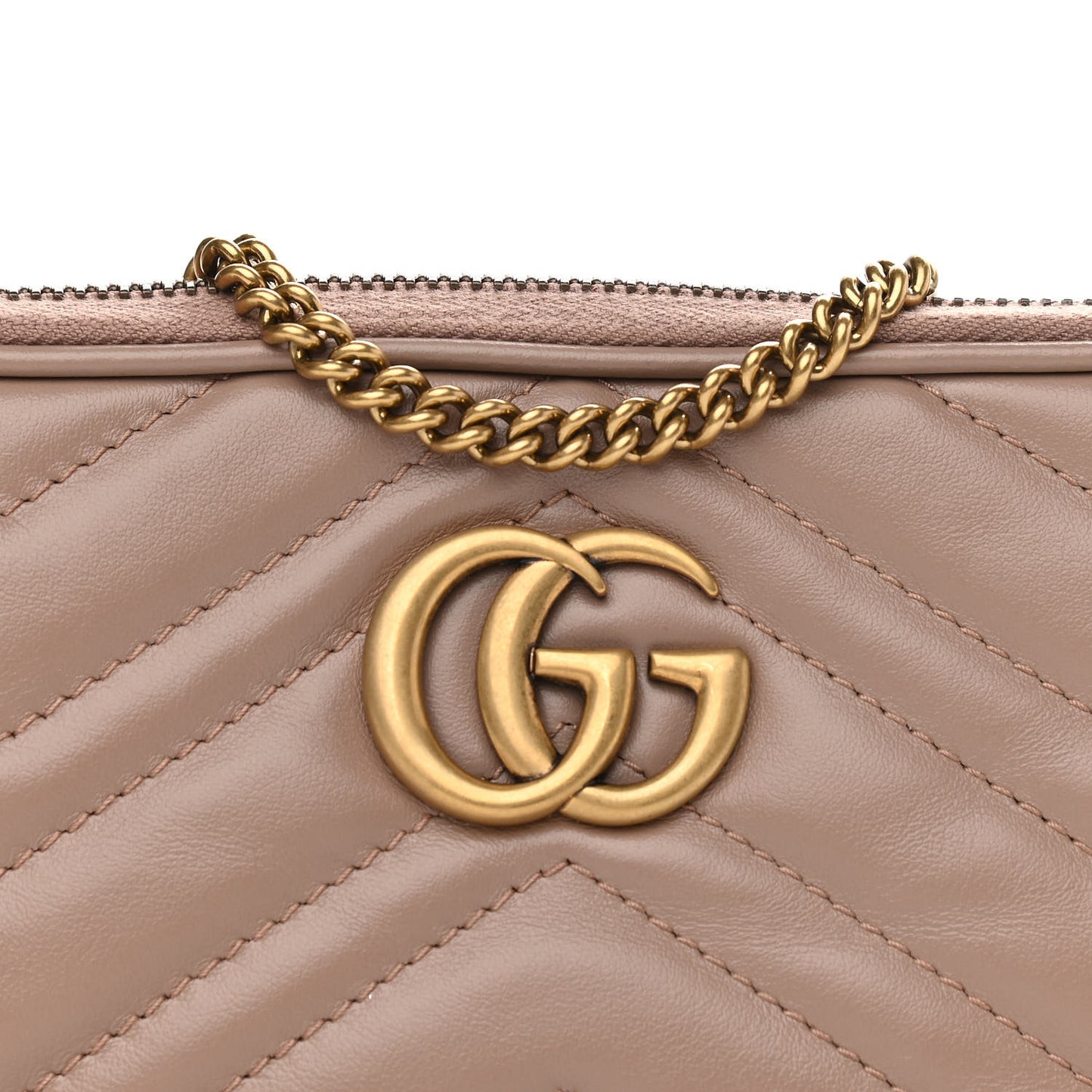 Calfskin Matelasse Mini GG Marmont Chain Crossbody Bag Porcelain Rose