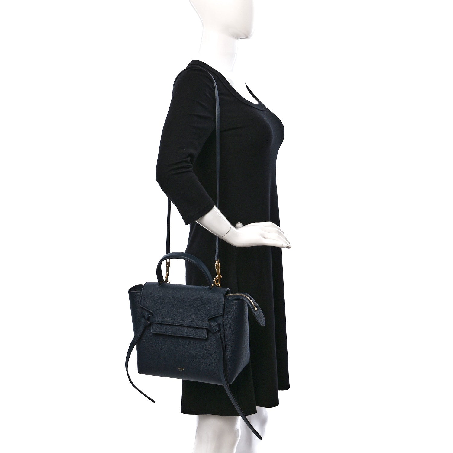 Celine Baby Grained Calfskin Micro Belt Bag Navy Blue 2 of 10