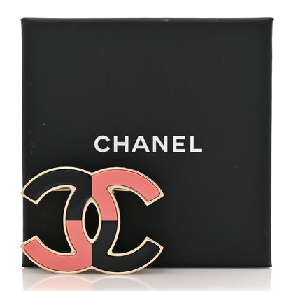 Chanel Enamel CC Brooch Gold Pink Black 4 of 4