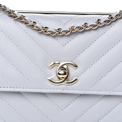 Chanel Lambskin Chevron Quilted Trendy CC Wallet On Chain WOC Grey 11 of 12