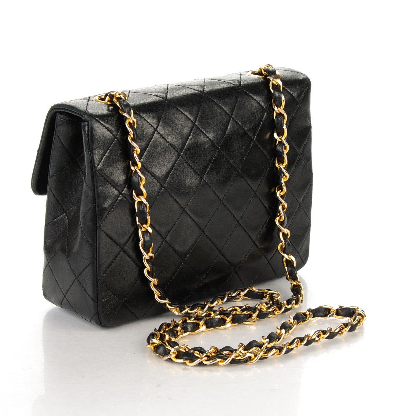 Lambskin Quilted Small Single Flap Black