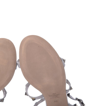 Valentino Garavani Pebbled Calfskin Rockstud 60mm City Sandals 38 Grey 10 of 10
