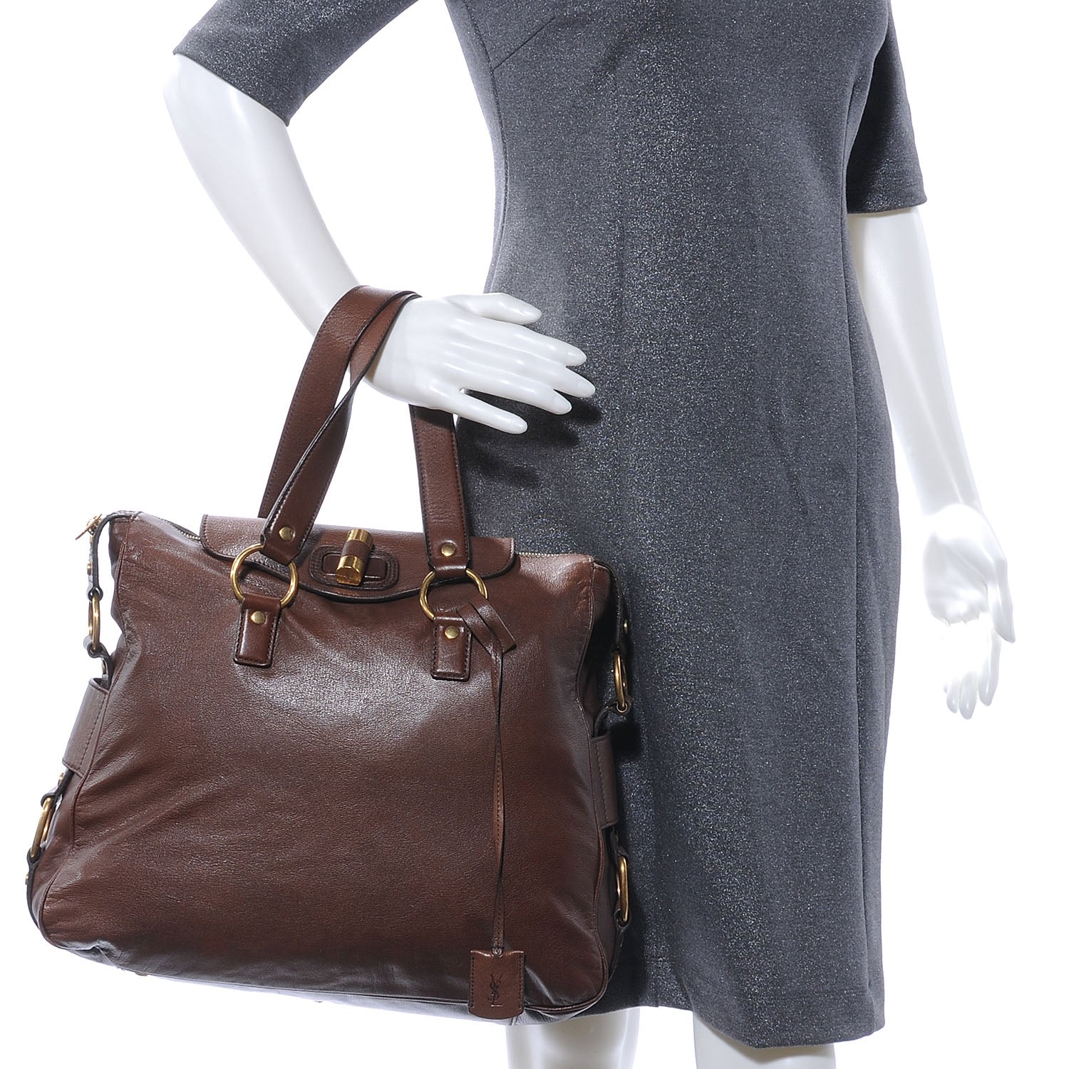 Saint Laurent Leather Rive Gauche Brown 2 of 9