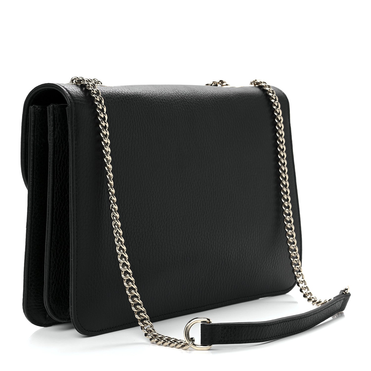 Gucci Dollar Calfskin Interlocking G Shoulder Bag Black 3 of 12