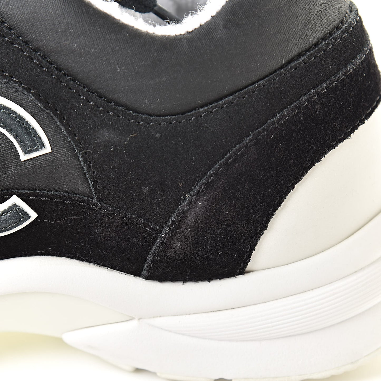 Fabric Calfskin Suede CC Womens Sneakers 38 Black