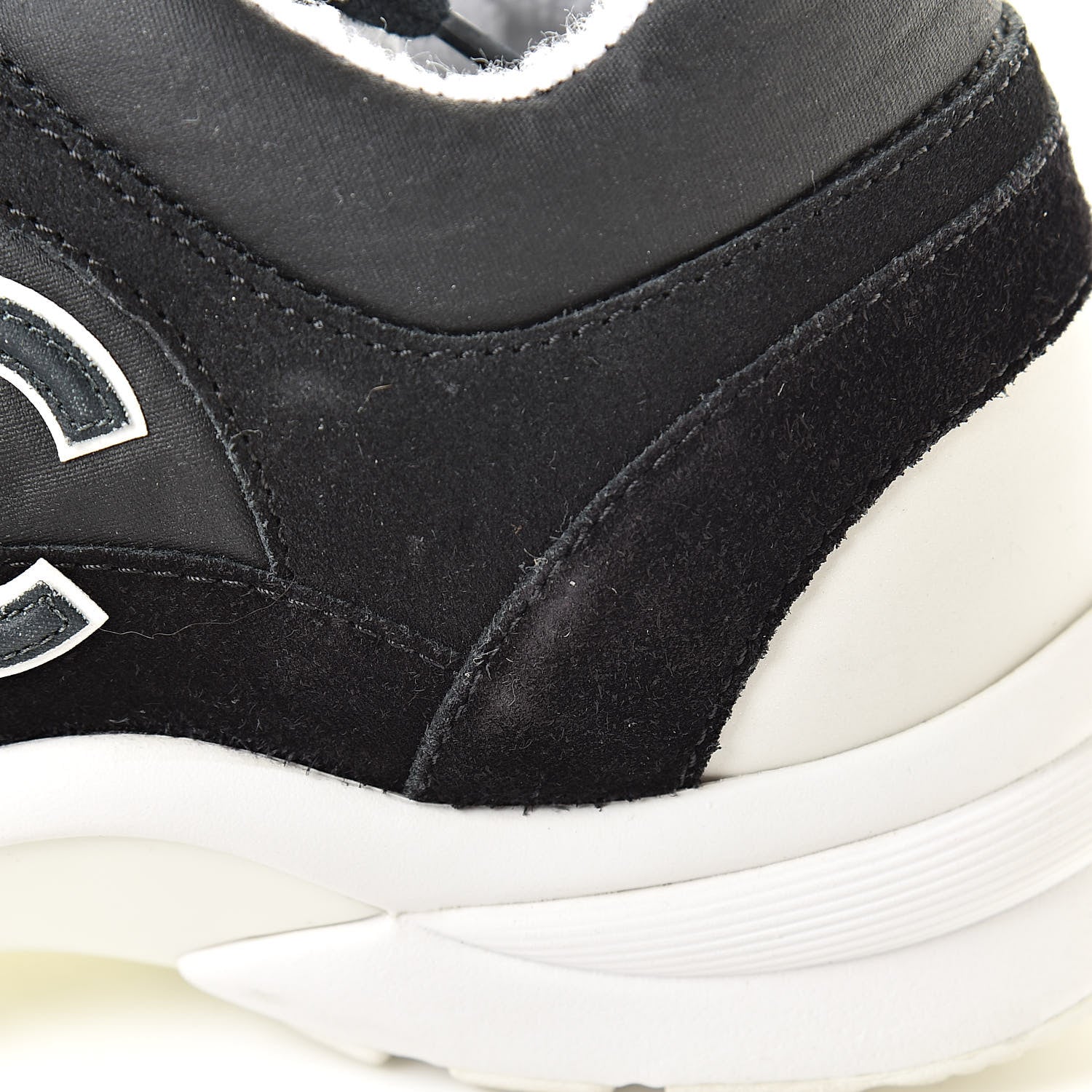 Chanel Fabric Calfskin Suede CC Womens Sneakers 38 Black 8 of 10