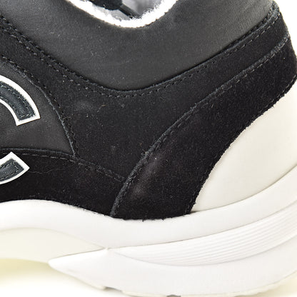 Chanel Fabric Calfskin Suede CC Womens Sneakers 38 Black 8 of 10