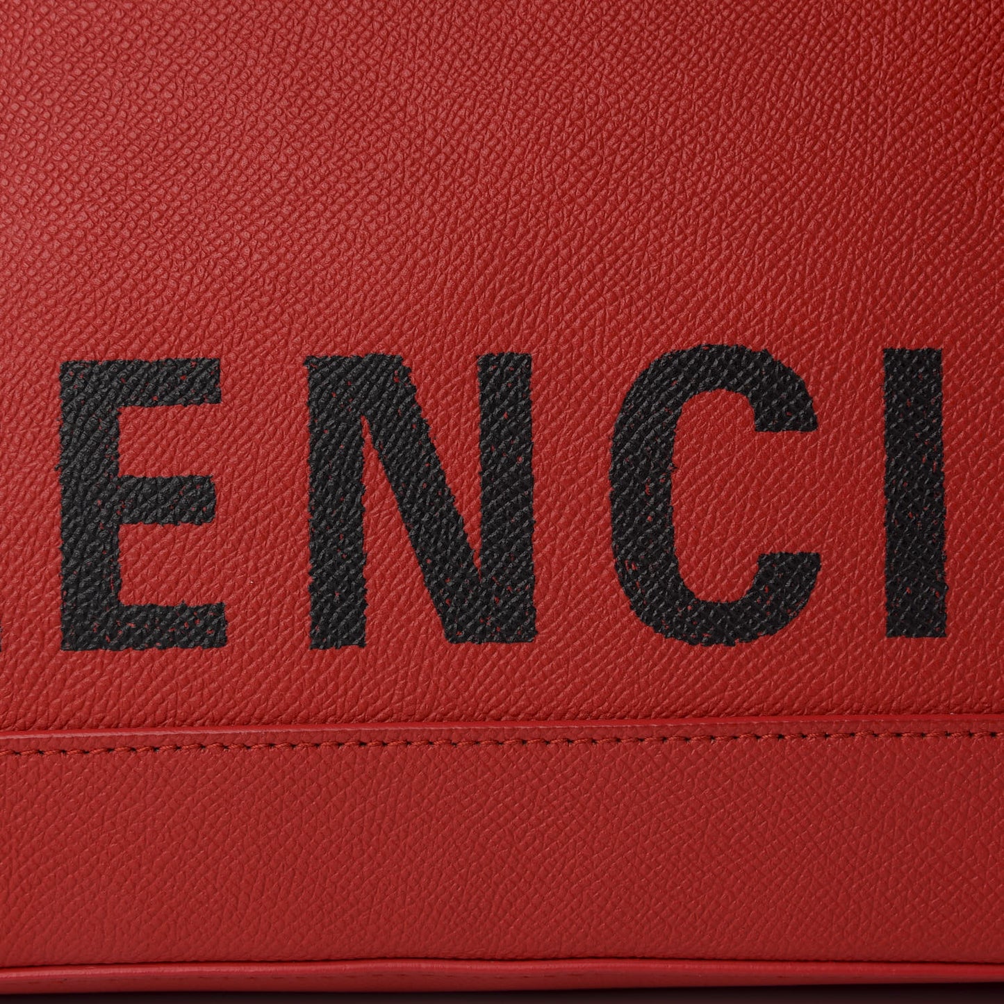 Signature Grained Calfskin Logo M Ville Top Handle Bag Rouge Coquelicot Black
