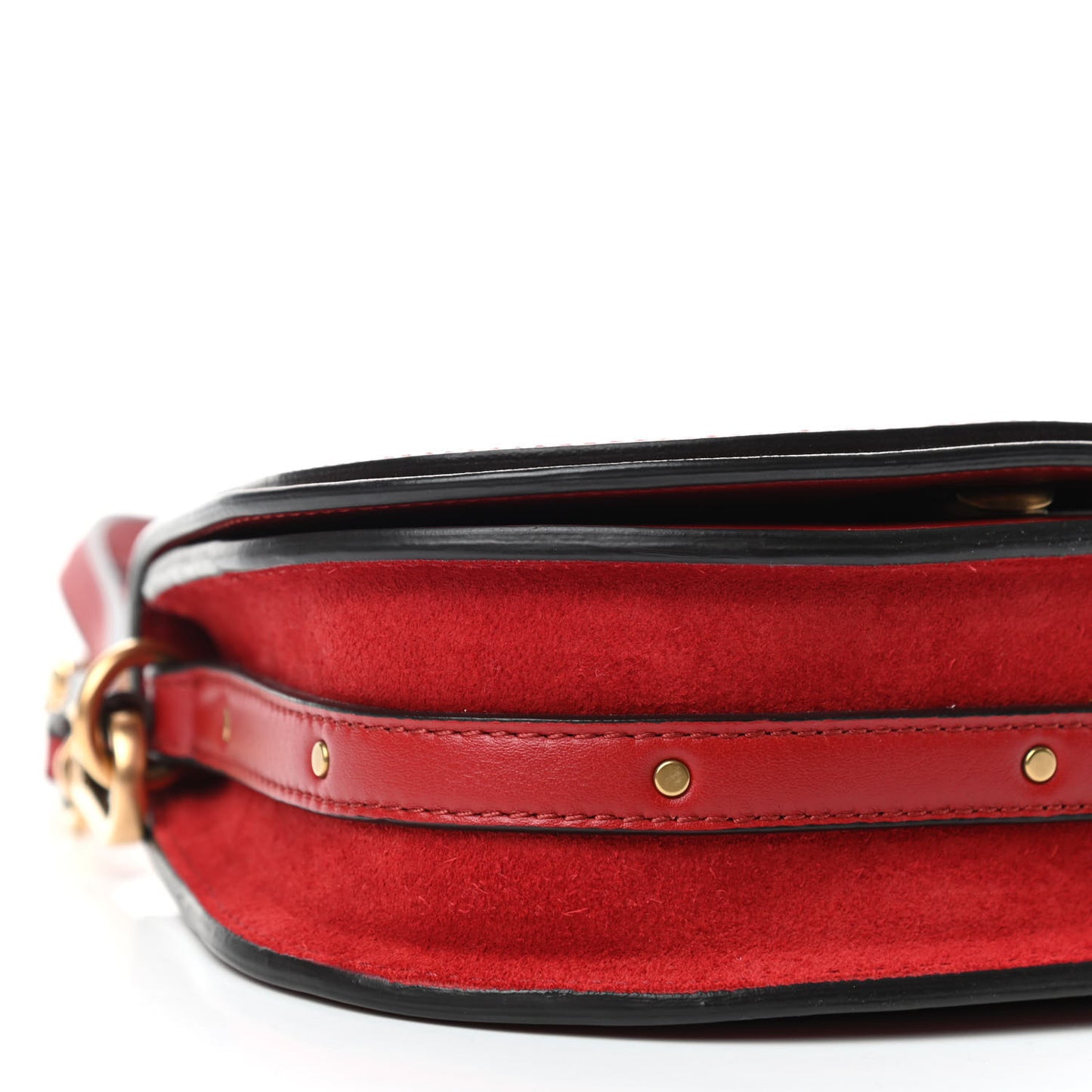 Calfskin Suede Small Nile Bracelet Bag Dahlia Red