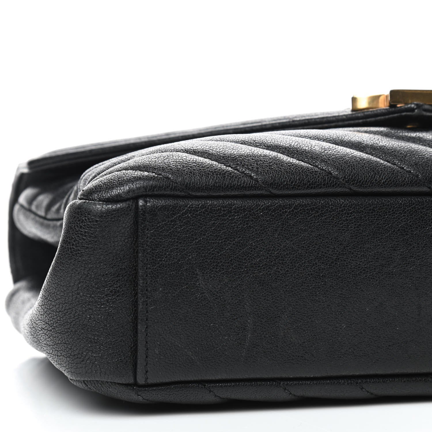 Saint Laurent Sheepskin Matelasse Chevron Monogram Medium College Bag Black 6 of 9