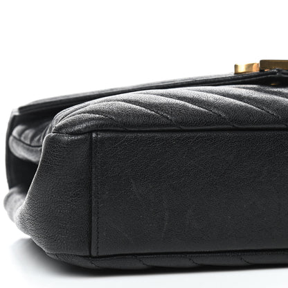 Saint Laurent Sheepskin Matelasse Chevron Monogram Medium College Bag Black 6 of 9