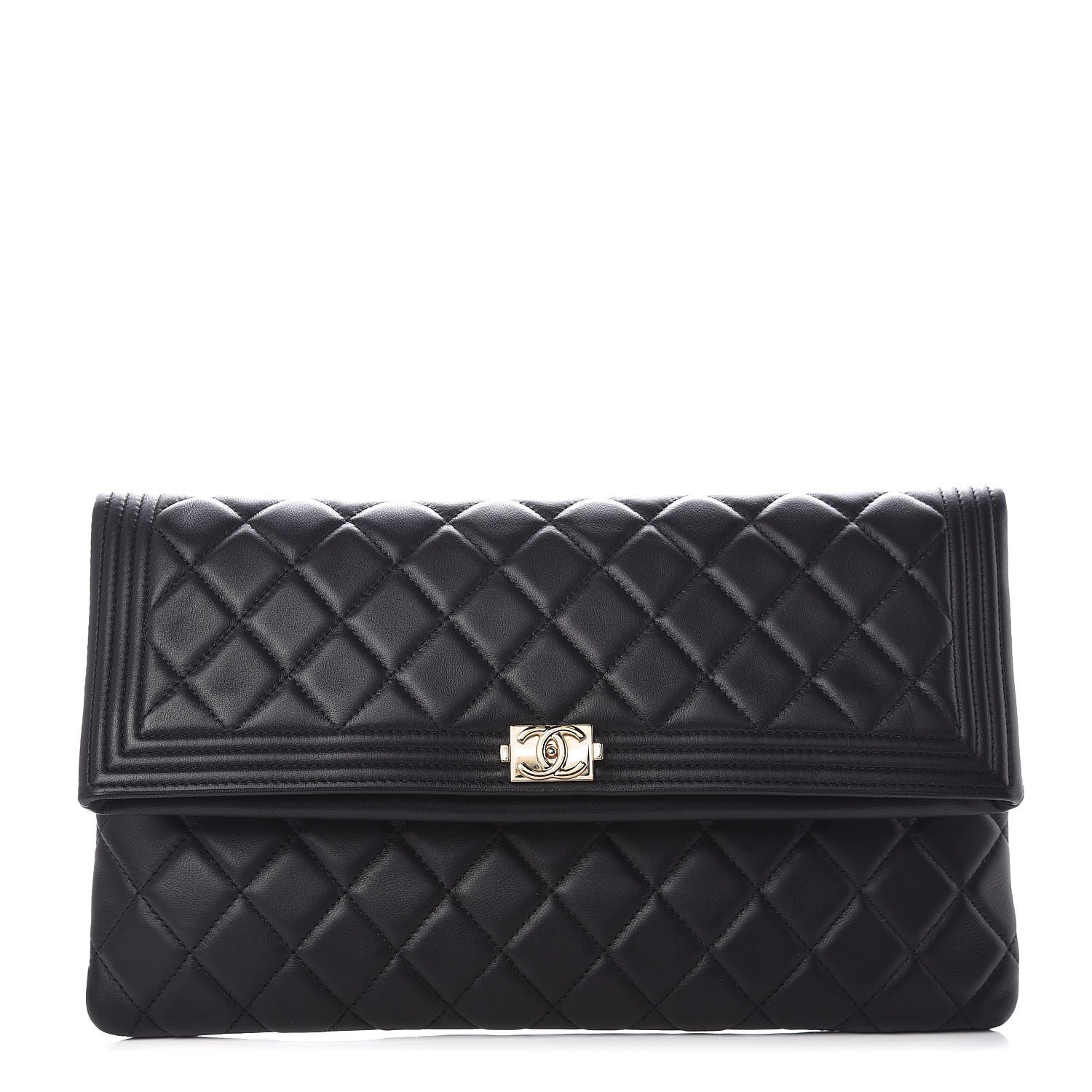 Chanel Lambskin Quilted Beauty CC Boy Clutch Black 1 of 8