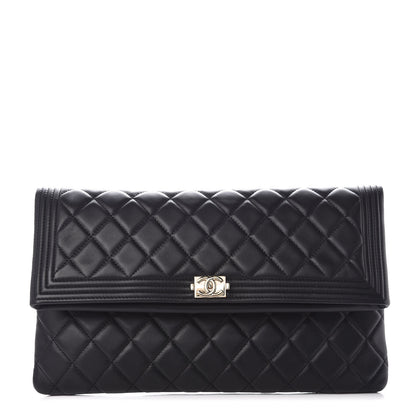 Chanel Lambskin Quilted Beauty CC Boy Clutch Black 1 of 8