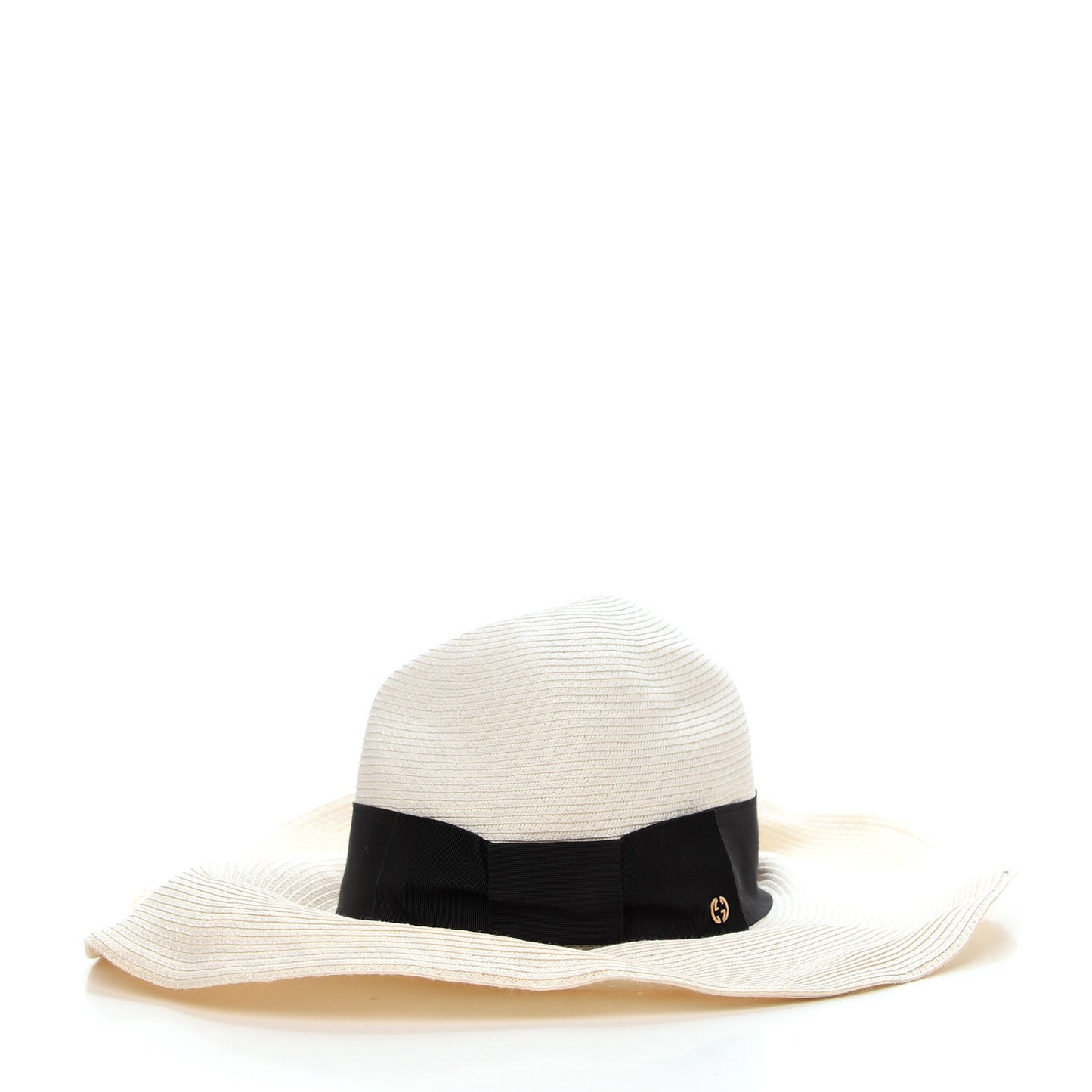 Straw Wide Brim Hat M Black Natural