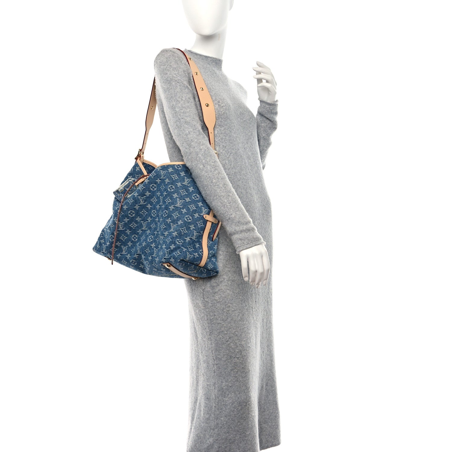 Louis Vuitton Monogram Denim CarryAll MM Blue 2 of 12