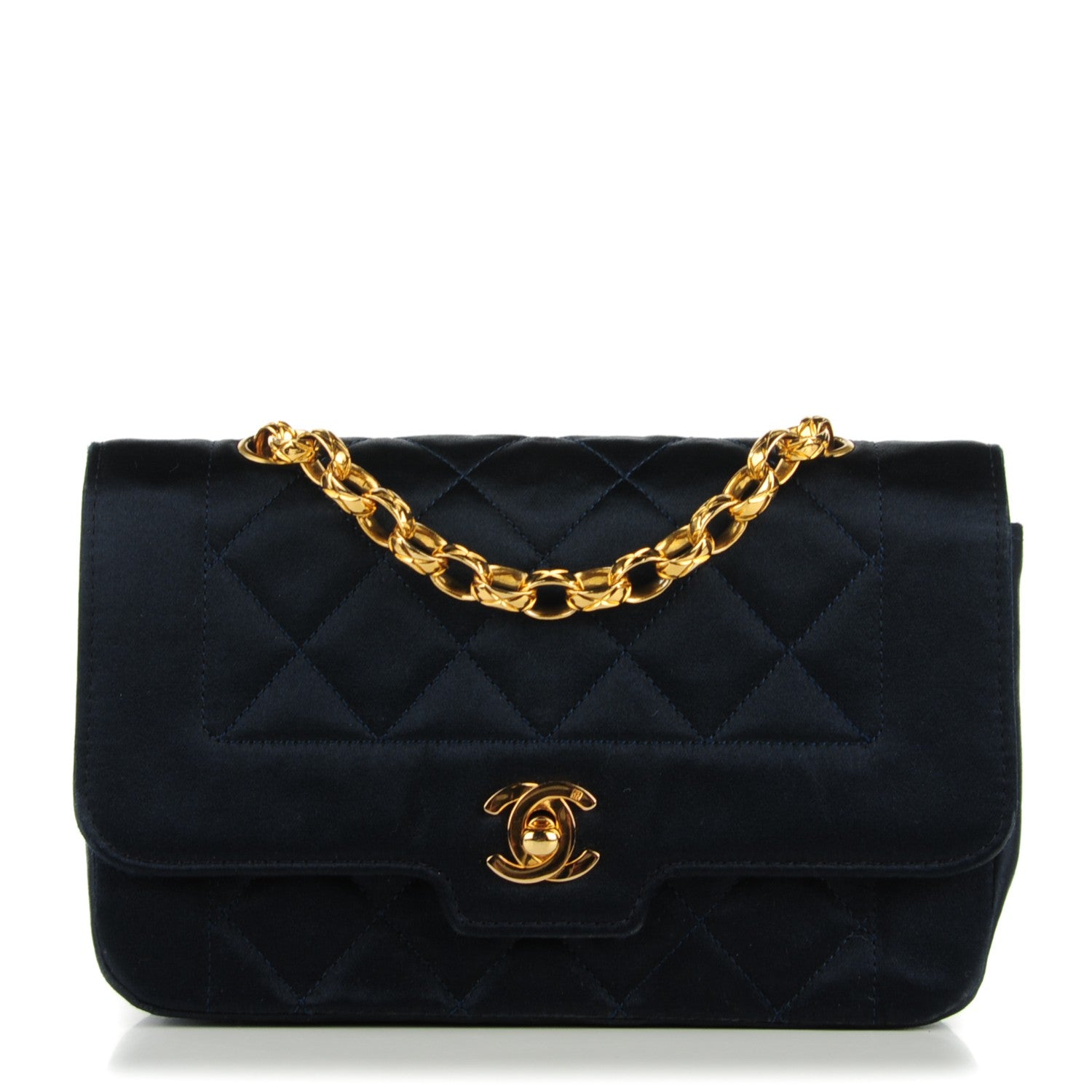 Chanel Satin Quilted Small Flap Navy 1 of 9