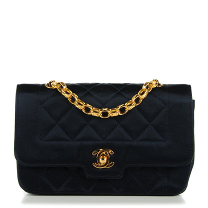 Chanel Satin Quilted Small Flap Navy 1 of 9