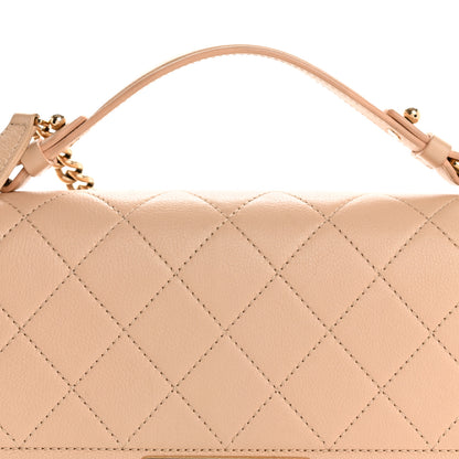 Chanel Grained Calfskin Quilted Medium Label Click Flap Bag Beige 8 of 15