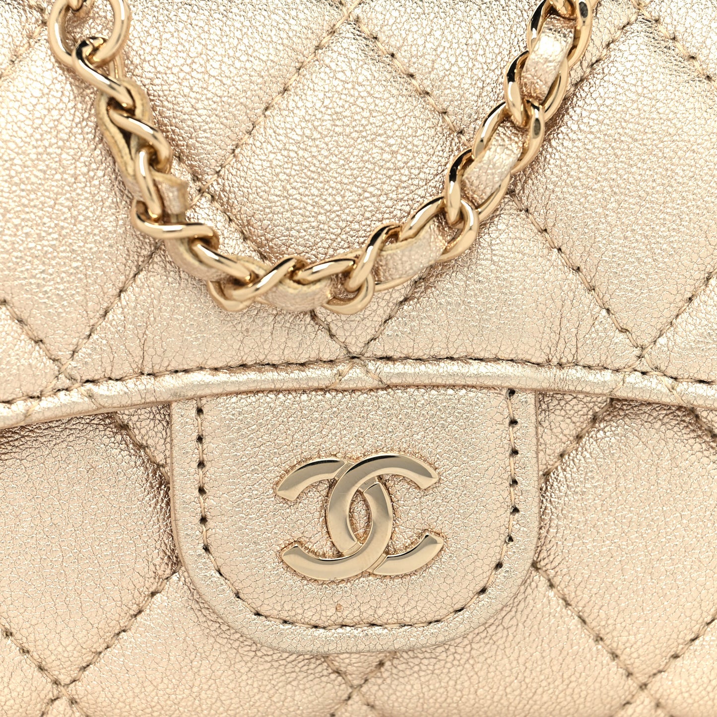 Metallic Lambskin Quilted Belt Bag Gold Gold