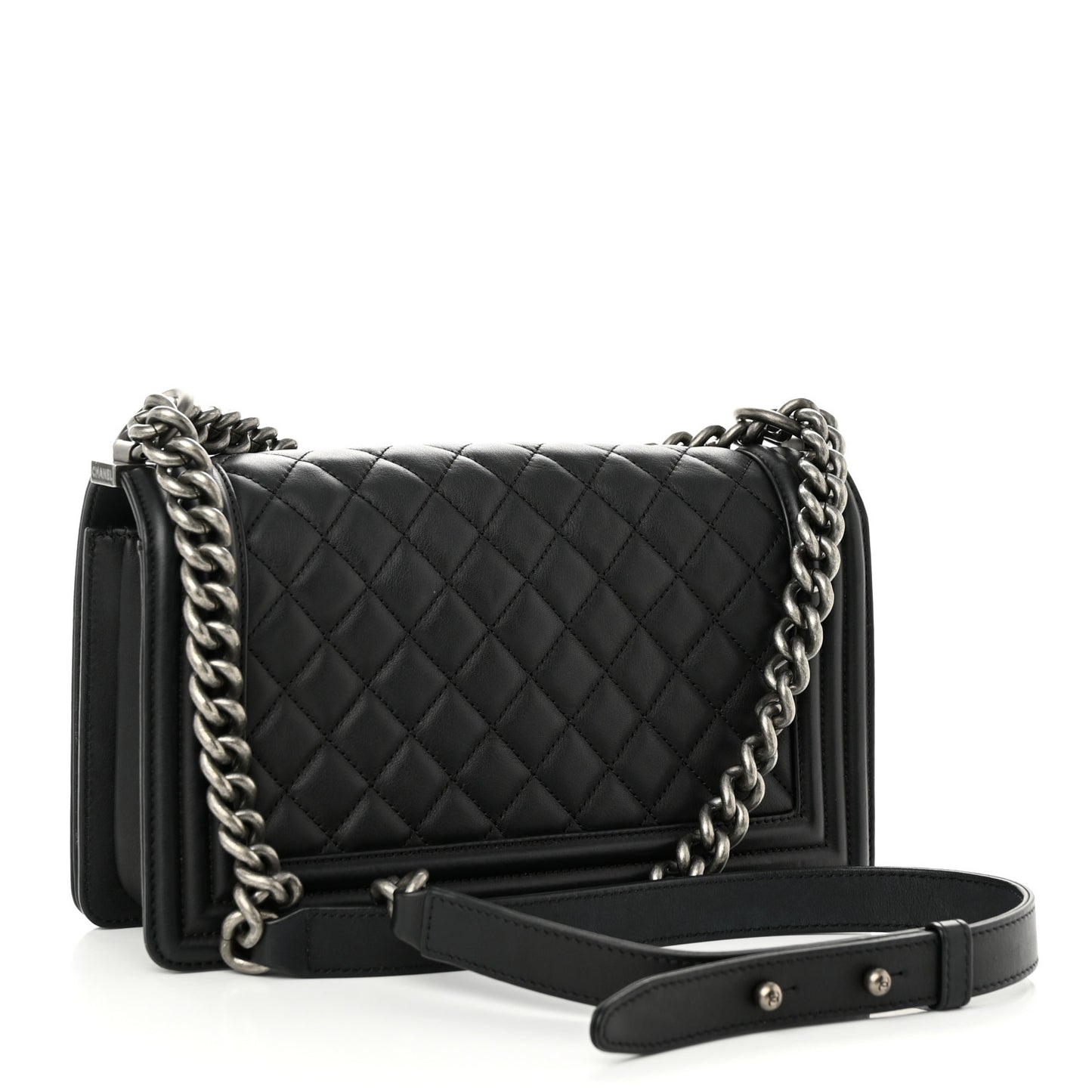 Calfskin Quilted Medium Boy Flap Black