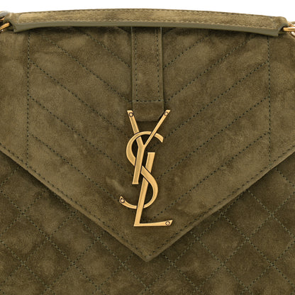 Saint Laurent Suede Mixed Matelasse Triquilt Medium Loden Green 8 of 10