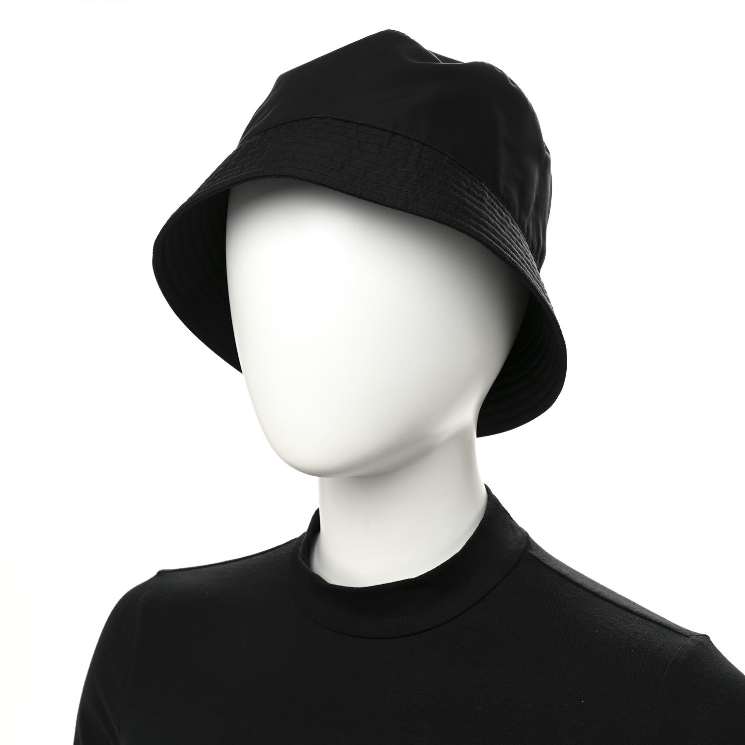 Prada Re-Nylon Metal Triangle Logo Womens Bucket Hat L Black 2 of 7