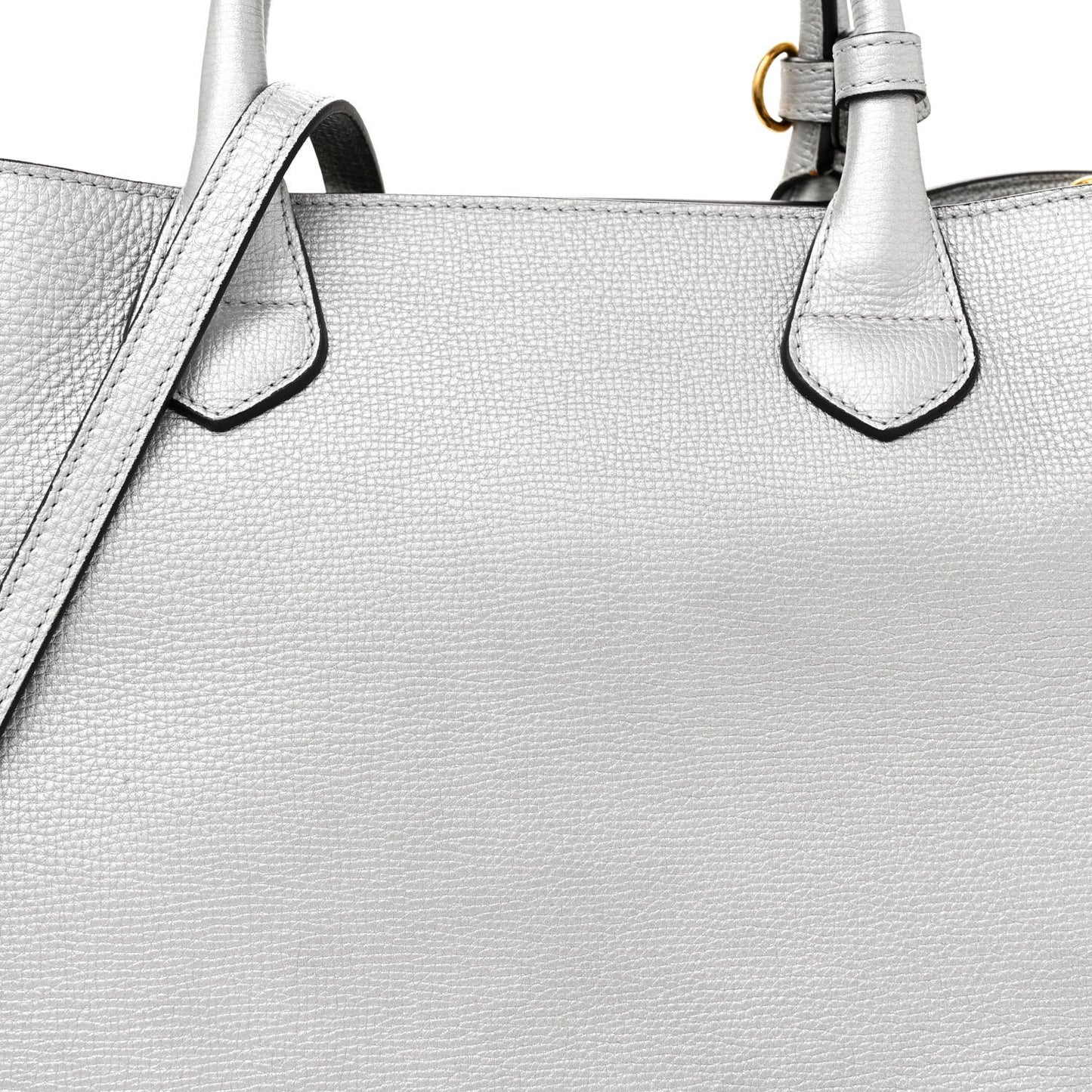Metallic Grainy Calfskin House Check Medium Banner Tote Silver