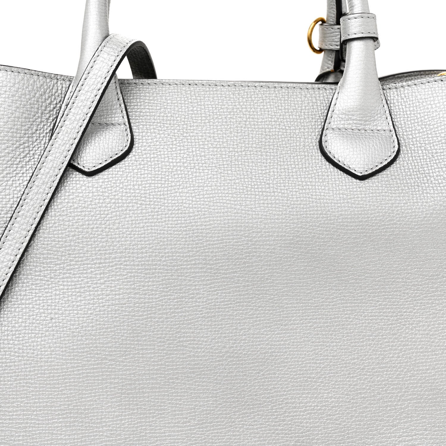 Burberry Metallic Grainy Calfskin House Check Medium Banner Tote Silver 9 of 13