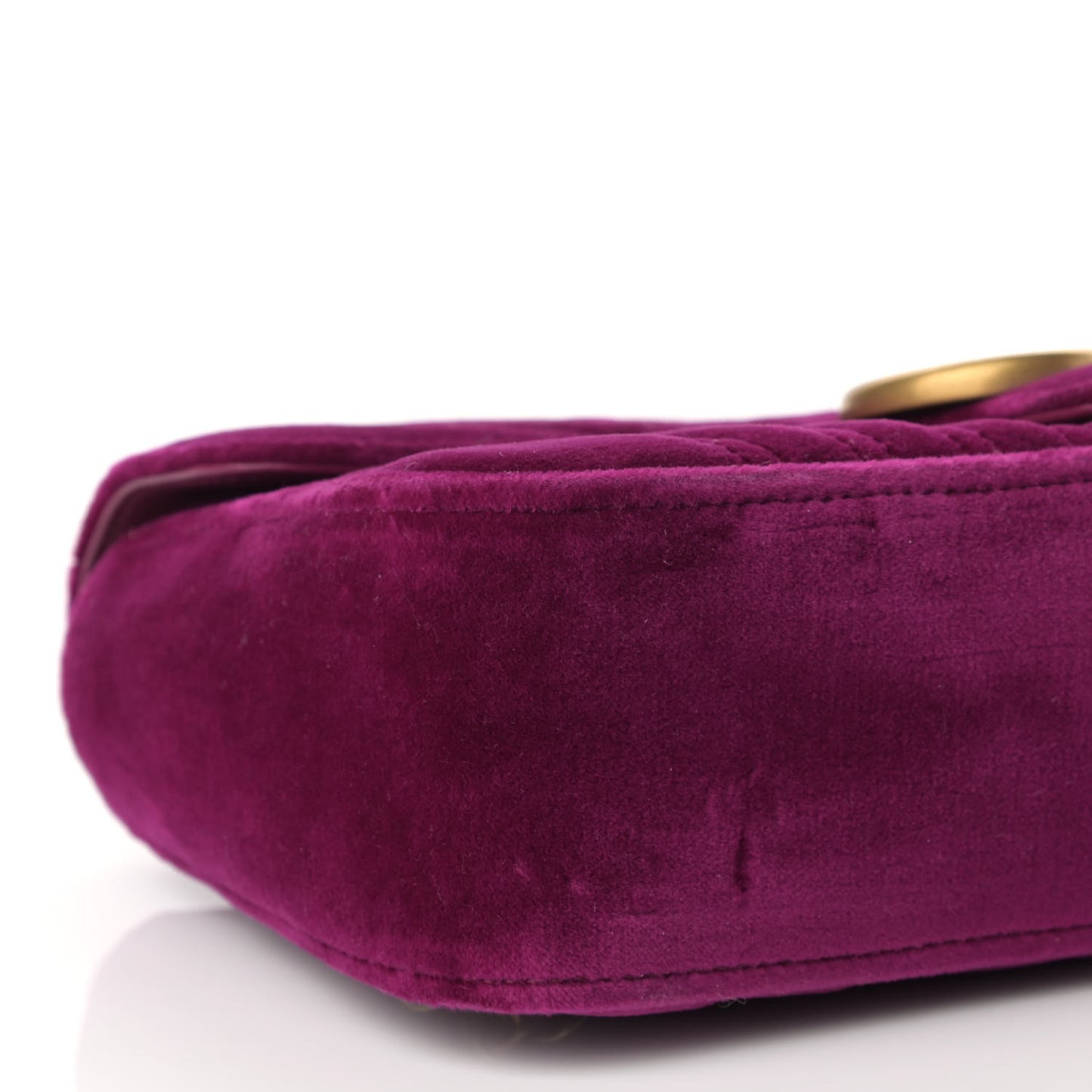 Velvet Matelasse Small GG Marmont Shoulder Bag Fuchsia Violet Cyclamen