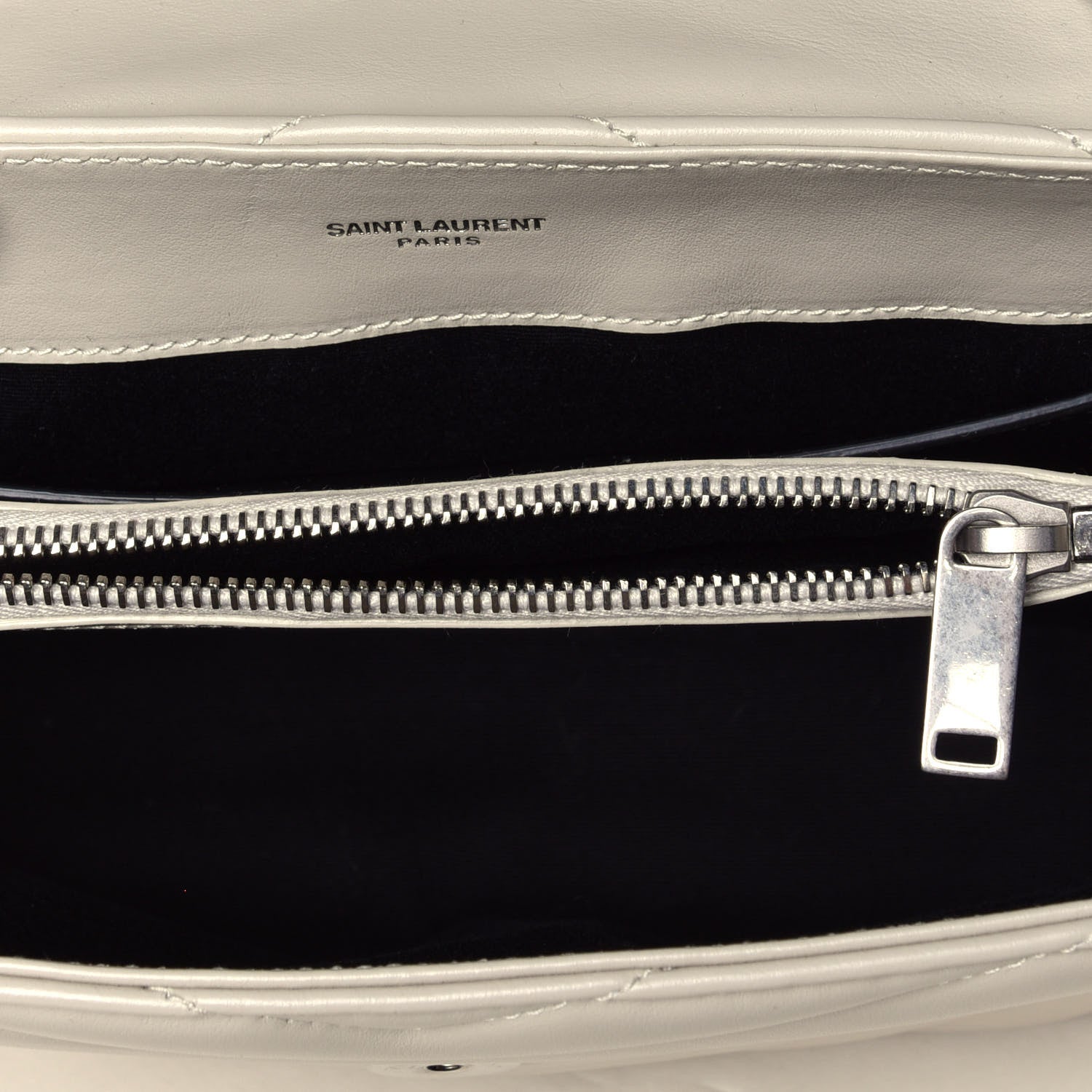 Saint Laurent Calfskin Y Quilted Monogram Small Loulou Chain Satchel Crema Soft 7 of 8