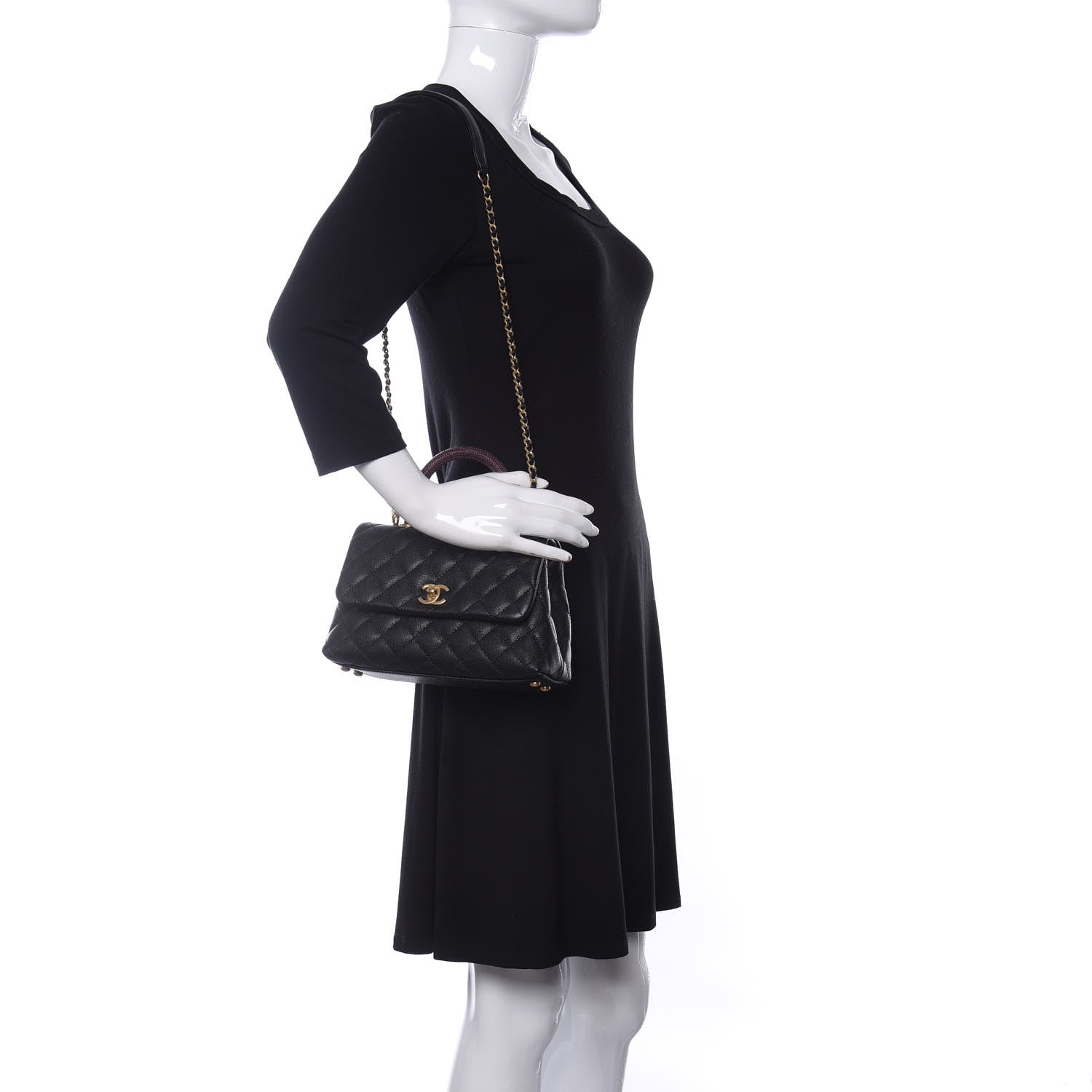 Chanel Caviar Lizard Quilted Mini Coco Handle Flap Black 2 of 11