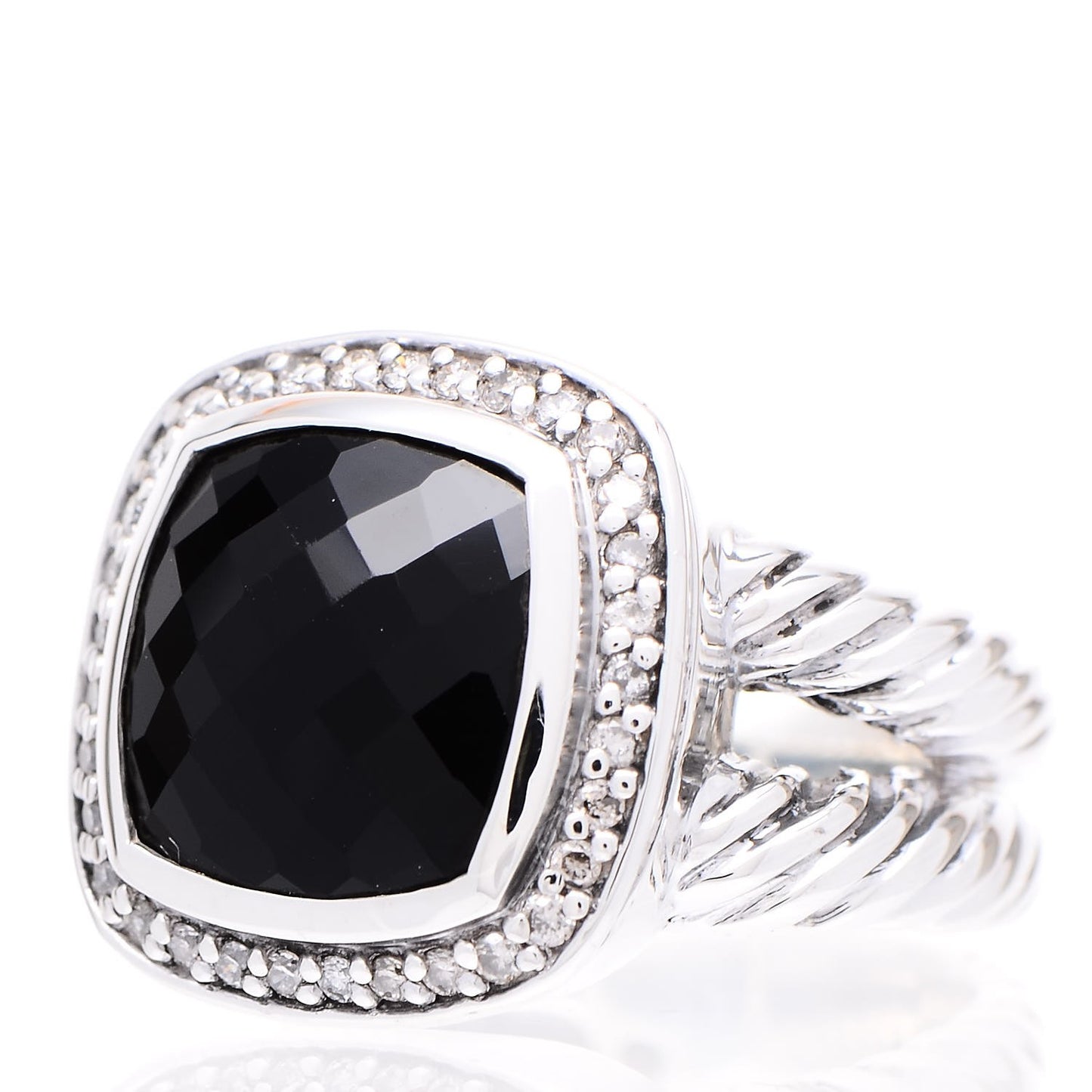 Sterling Silver Diamond Black Onyx 11mm Albion Ring 52 6