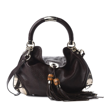 Gucci Guccissima Medium Indy Top Handle Hobo Dark Brown 1 of 13