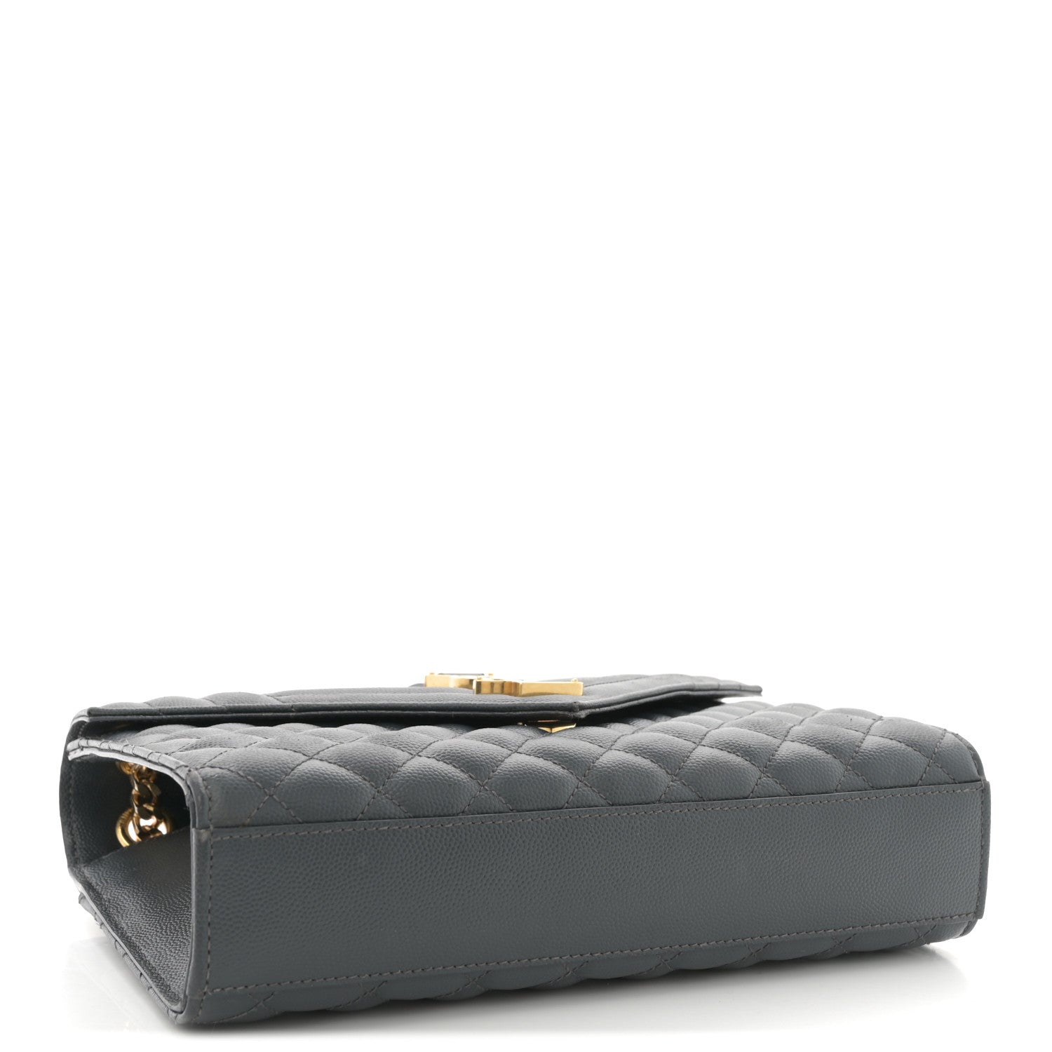 Saint Laurent Grain De Poudre Textured Mixed Matelasse Triquilt Medium Monogram Satchel Dark Tea 4 of 11