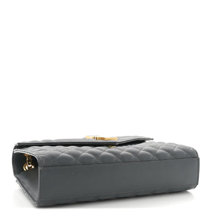 Saint Laurent Grain De Poudre Textured Mixed Matelasse Triquilt Medium Monogram Satchel Dark Tea 4 of 11