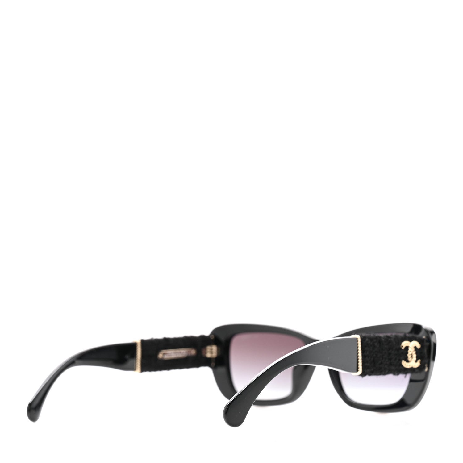 Chanel Acetate Tweed Wool CC Rectangle Sunglasses 5514-A Black 4 of 8