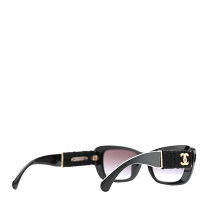 Chanel Acetate Tweed Wool CC Rectangle Sunglasses 5514-A Black 4 of 8