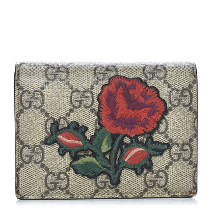 Gucci GG Supreme Monogram Rose Embroidered Print Card Case 1 of 8