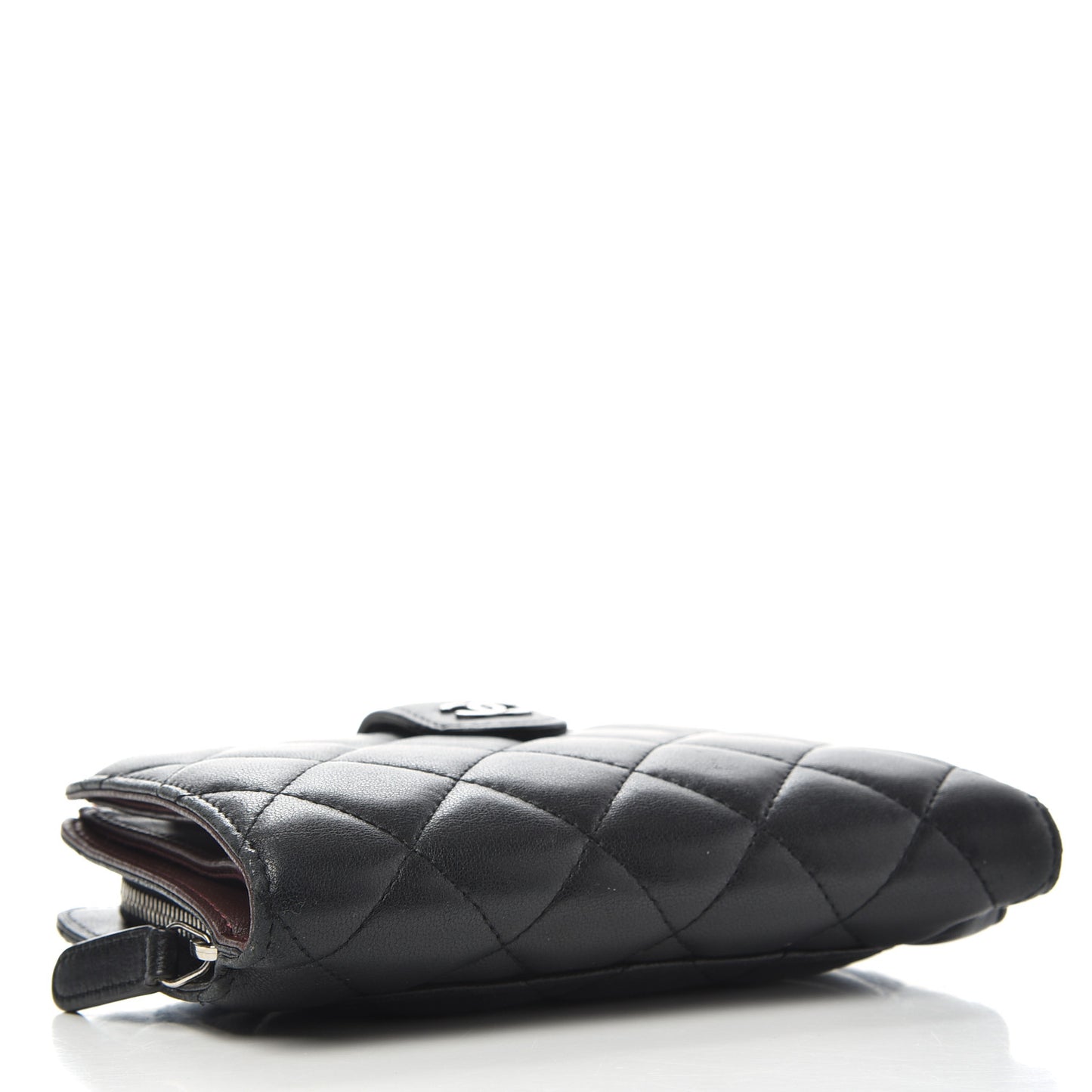 Lambskin Quilted Zipped Pocket Wallet Black