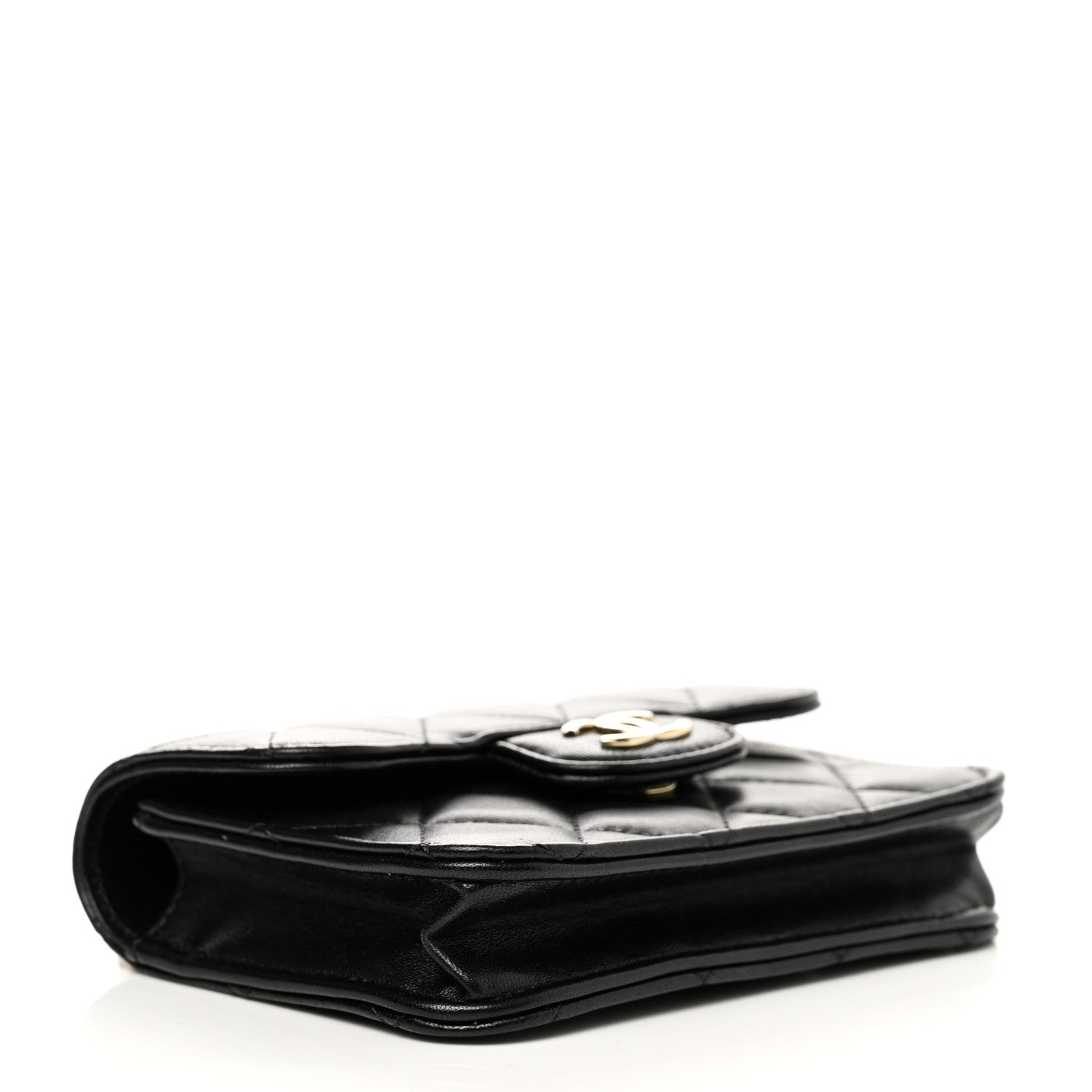 Chanel Lambskin Quilted Top Handle Flap Coin Purse With Chain Black 4 of 13