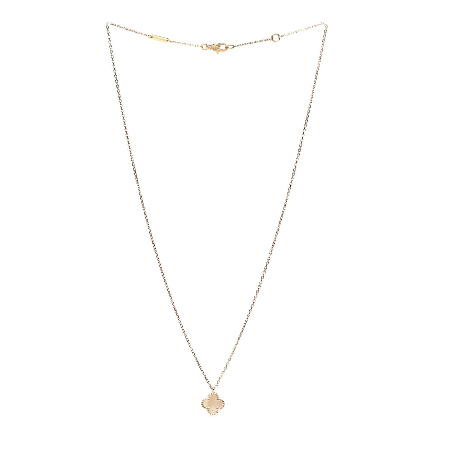 Van Cleef & Arpels 18K Yellow Gold Mother of Pearl Sweet Alhambra Pendant Necklace 3 of 8