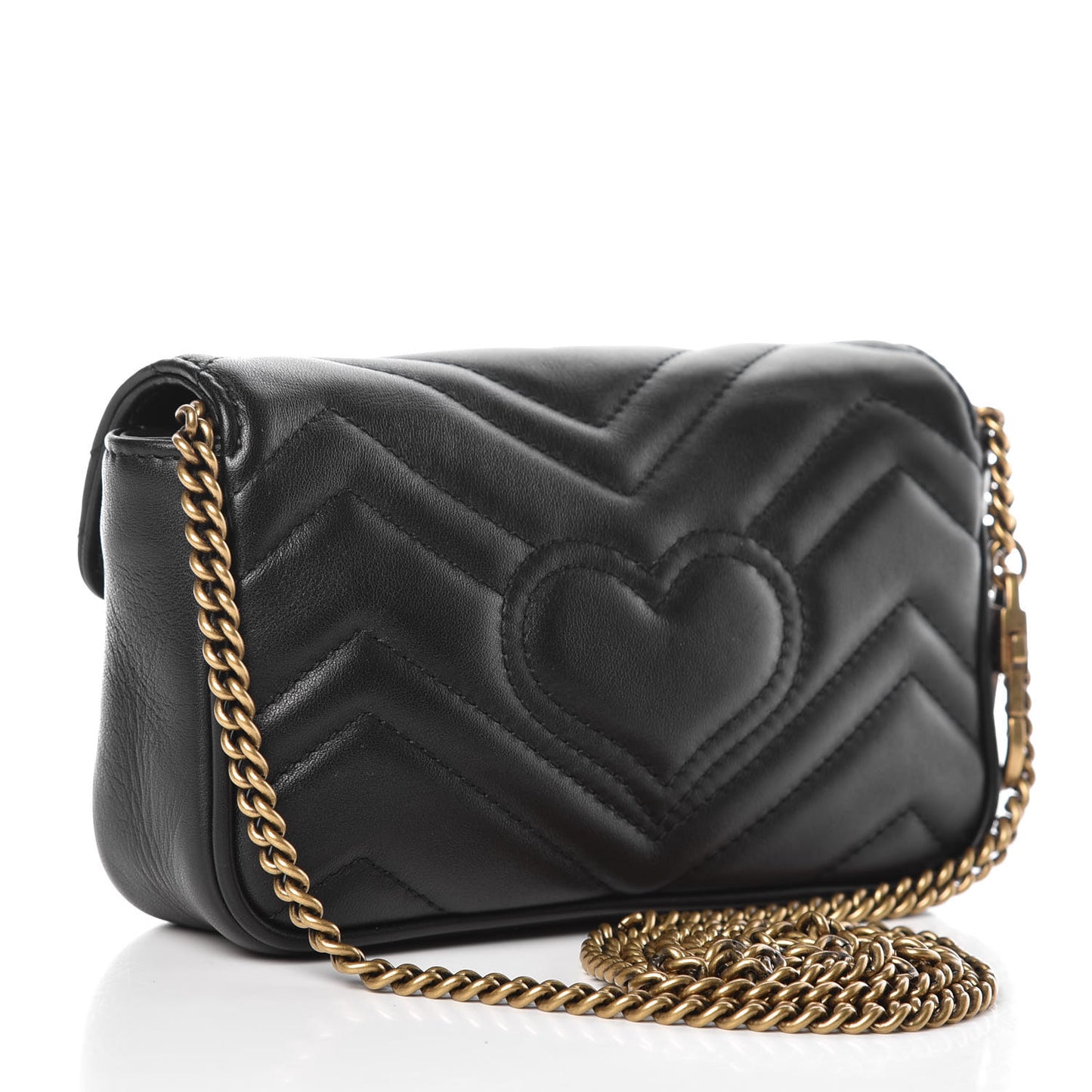 Calfskin Matelasse Super Mini GG Marmont Shoulder Bag Black