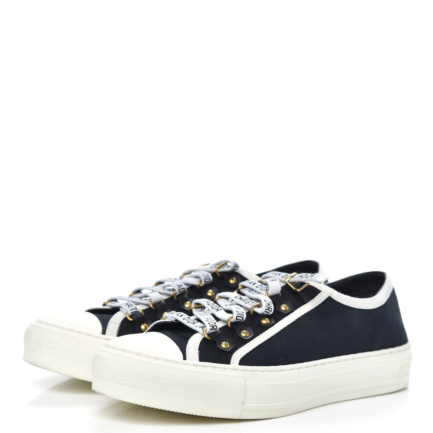 Christian Dior Canvas Walk'N'Dior Low Top Sneakers 38.5 Black 3 of 8