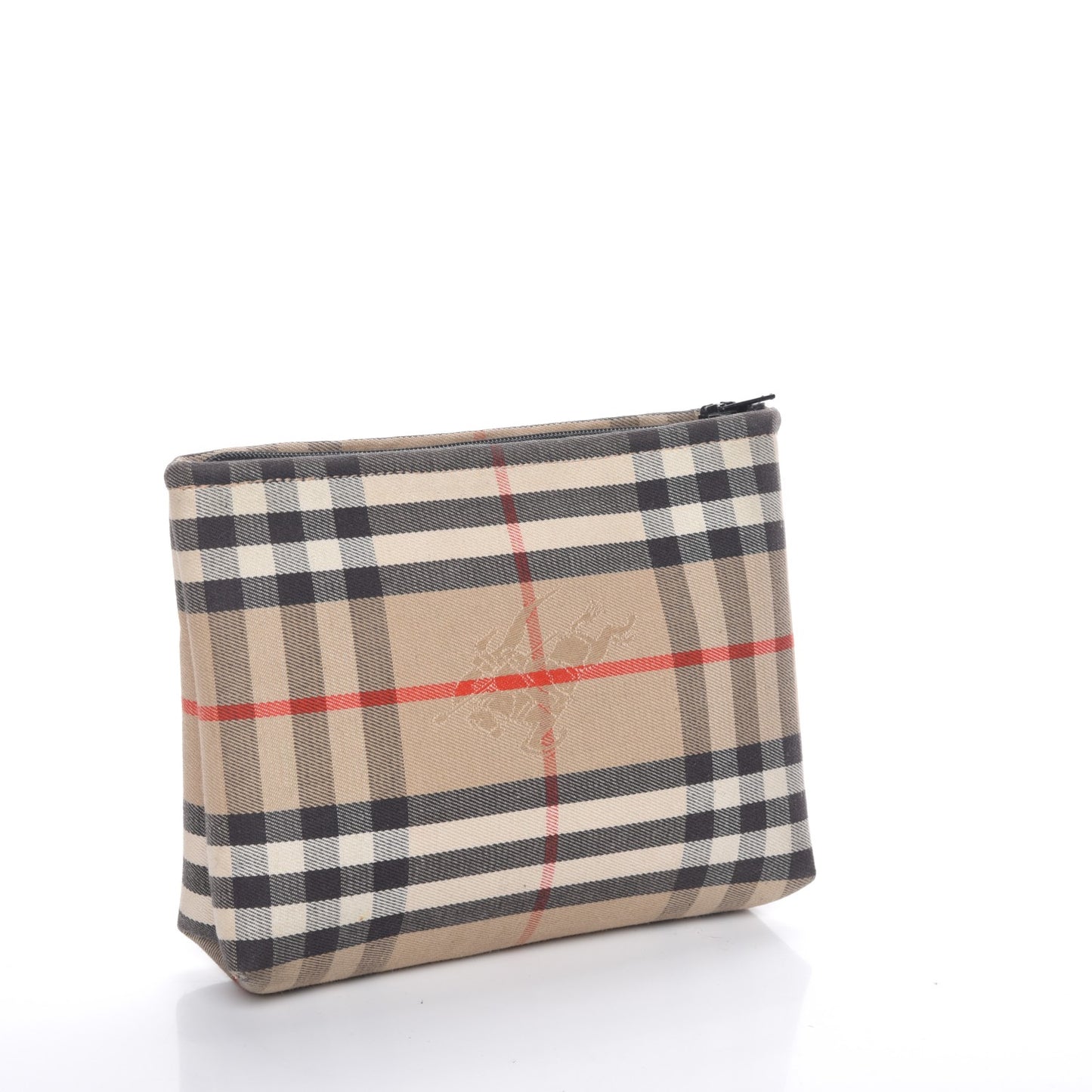 Canvas Horseferry Check Cosmetic Pouch Camel