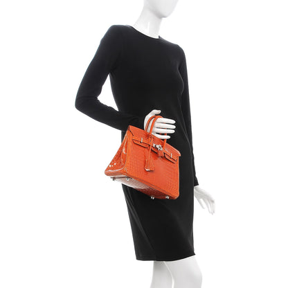 Hermes Shiny Niloticus Crocodile Birkin 25 Orange 2 of 30