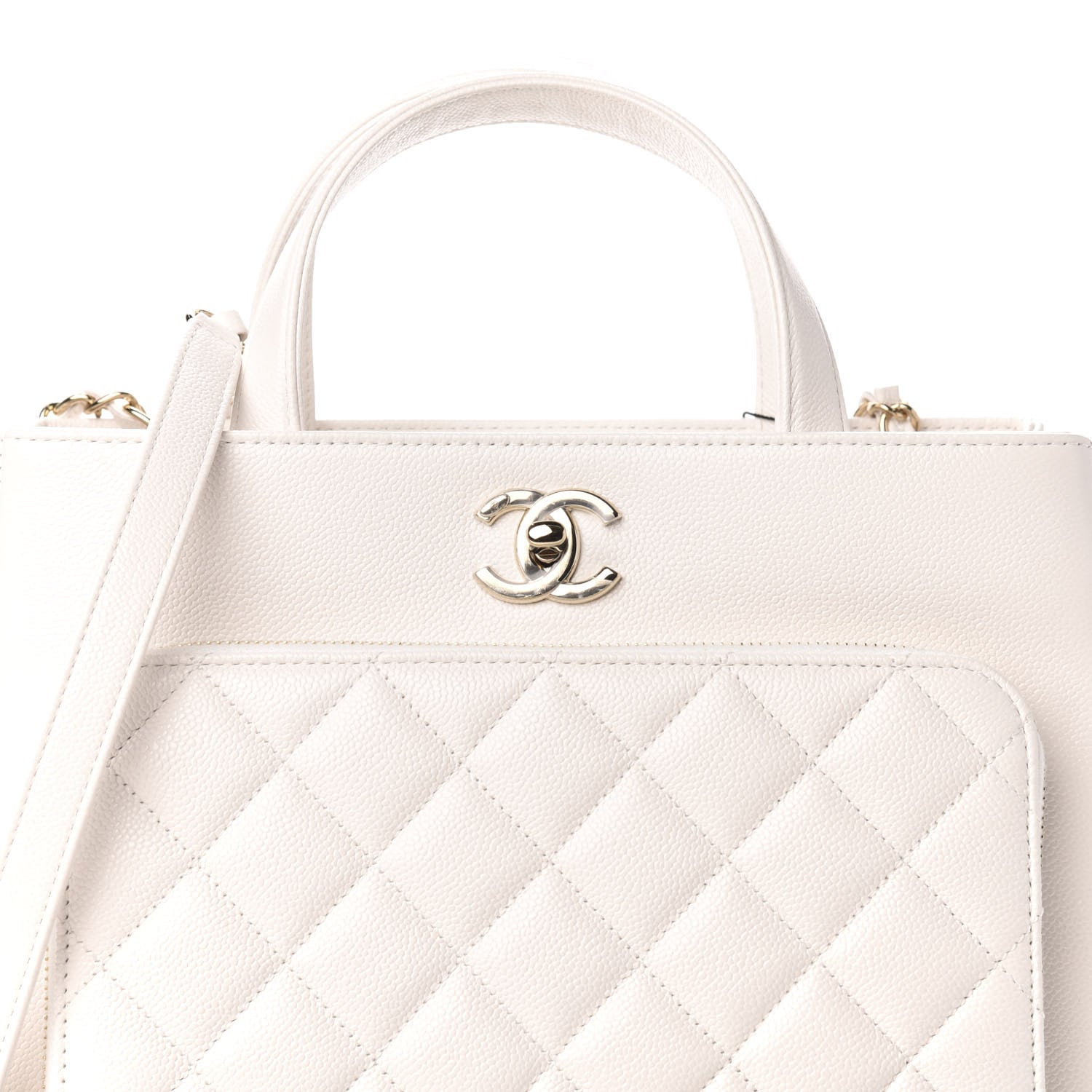 Chanel Caviar Quilted Small Business Affinity Shopping Bag White 10 of 11