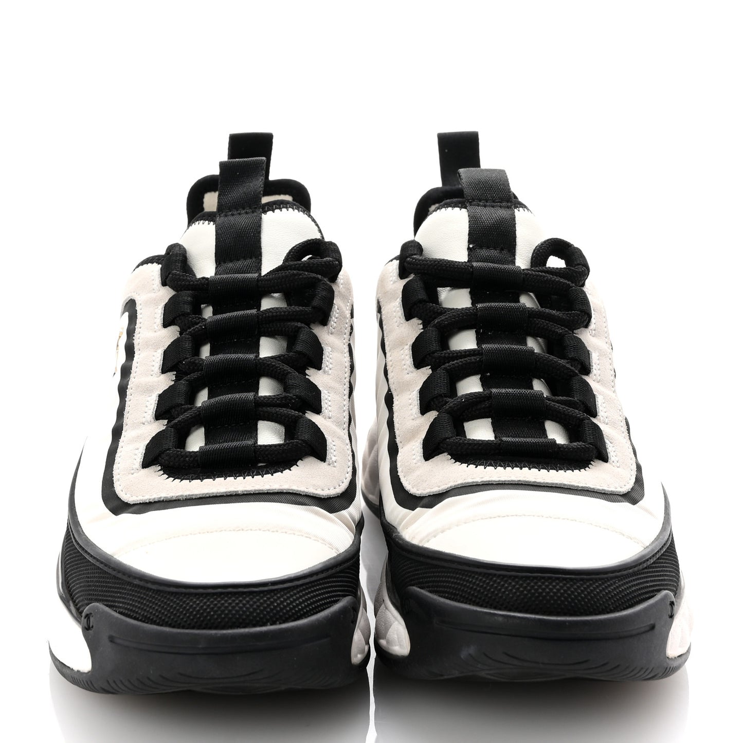 Suede Calfskin Mixed Fibers CC Sneakers 36.5 White Black