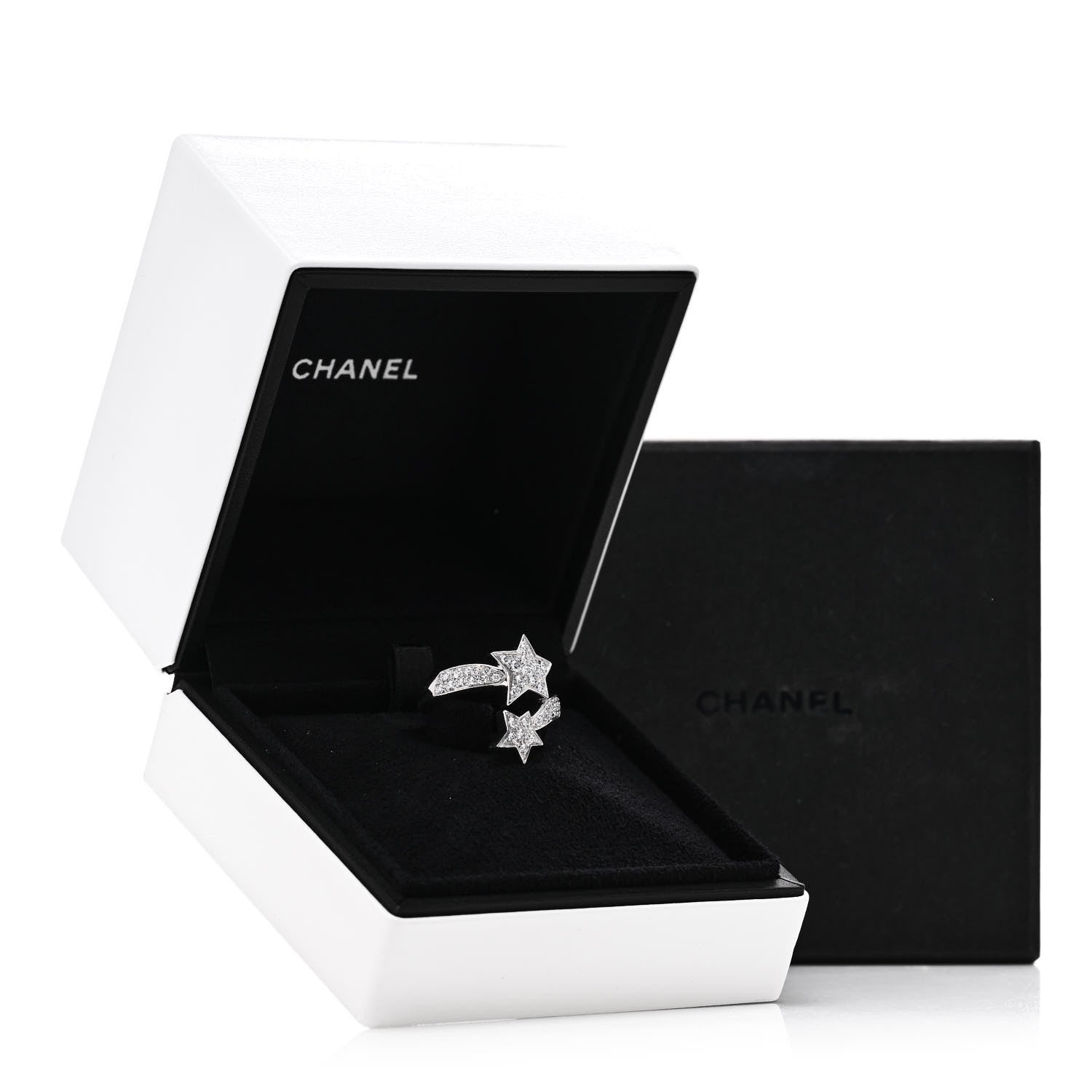 Chanel 18K White Gold Diamond Comete Geode Ring 48 4.5 5 of 5